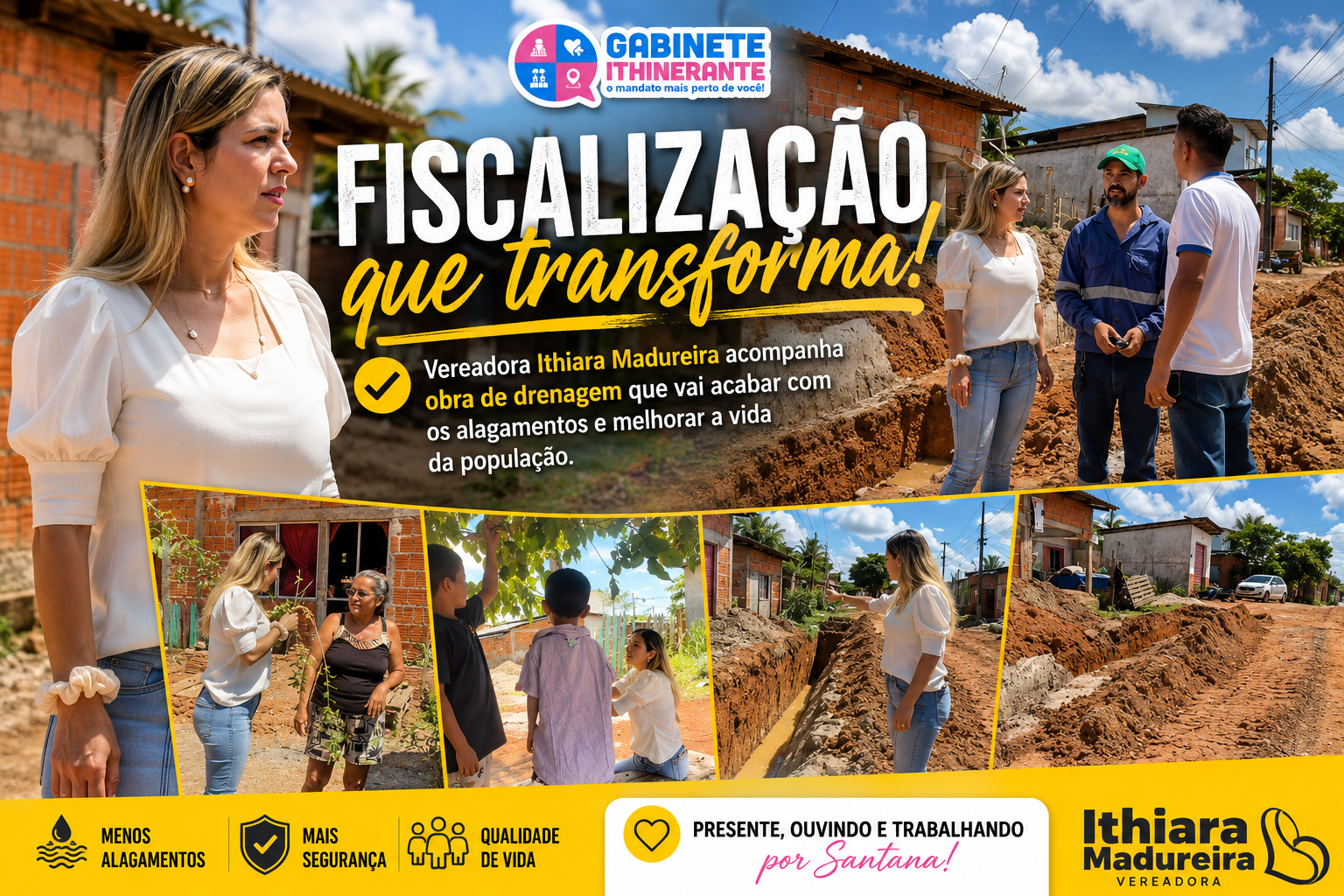 Gabinete Ithinerante acompanha melhorias nas ruas do bairro Monte das Oliveiras e dialoga com moradores